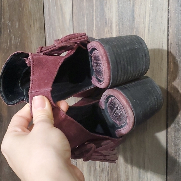 Born Women Suede Ankle sandals booties block heels open back sz 9 - Picture 7 of 12